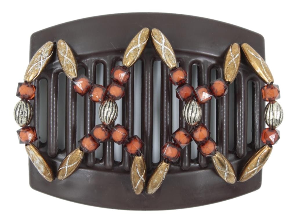 African Butterfly Thick Hair Comb - Dalena Brown 156
