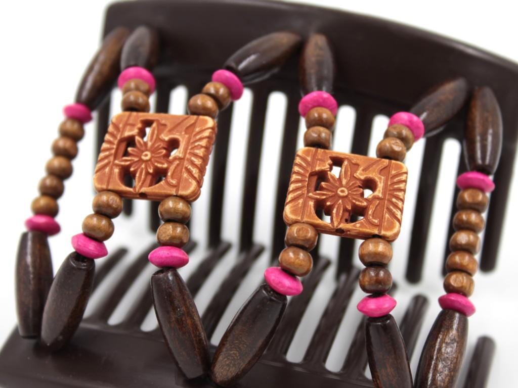 African Butterfly Thick Hair Comb - Dupla Brown 166