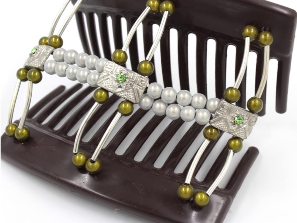 African Butterfly Thick Hair Comb - Flowers Brown 70