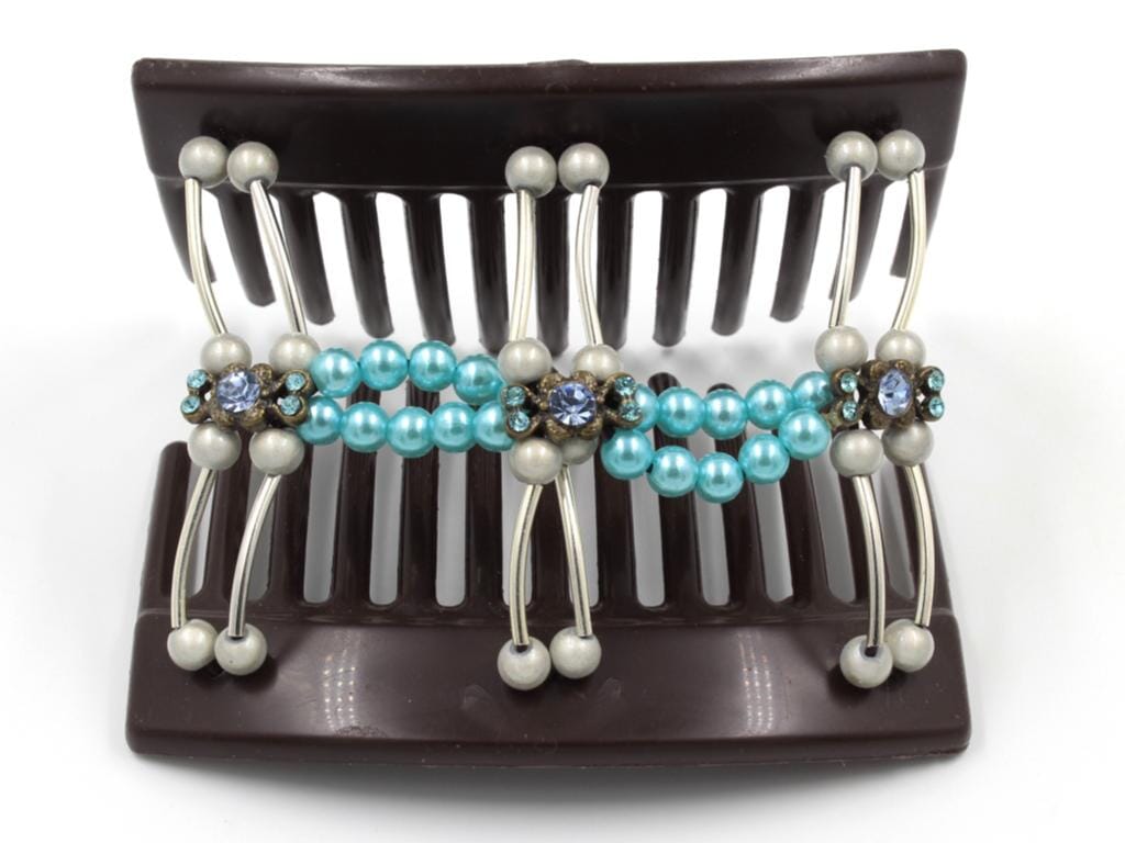 African Butterfly Thick Hair Comb - Flowers Brown 72