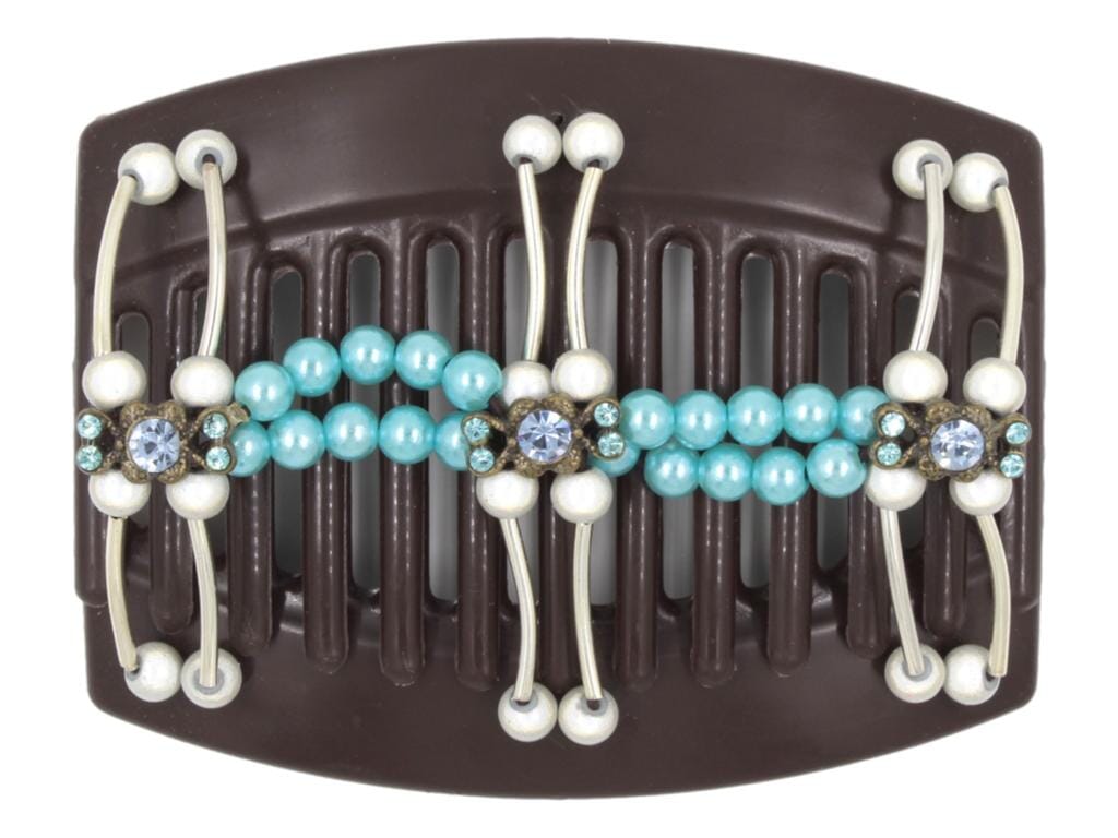 African Butterfly Thick Hair Comb - Flowers Brown 72