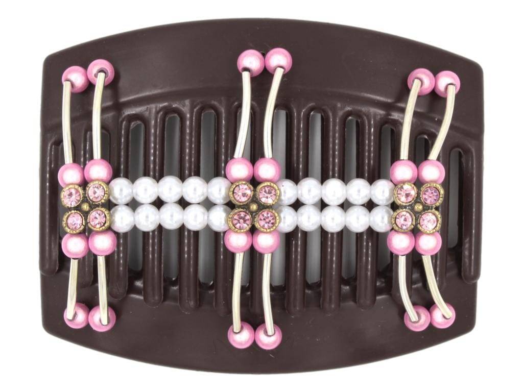 African Butterfly Thick Hair Comb - Flowers Brown 73