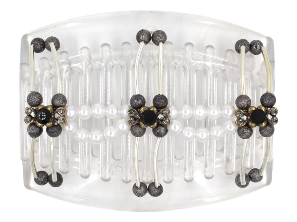 African Butterfly Thick Hair Comb - Flowers Clear 79