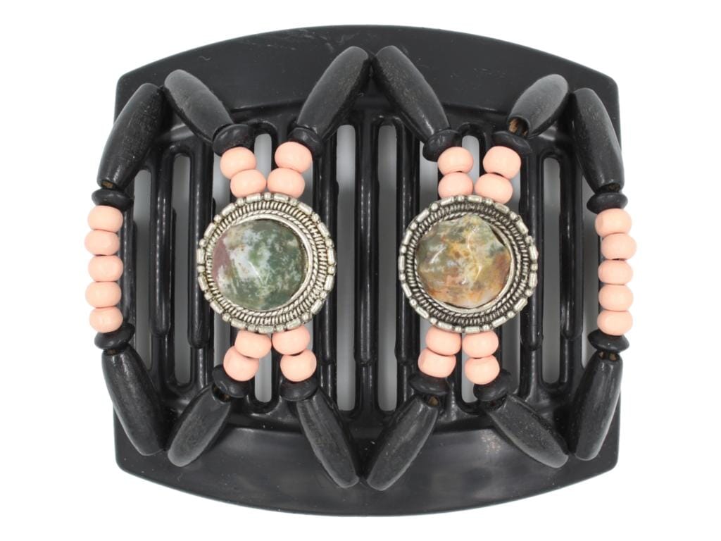 African Butterfly Thick Hair Comb - Gemstone Black 75