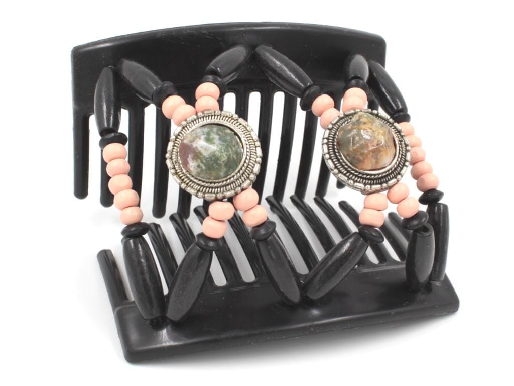 African Butterfly Thick Hair Comb - Gemstone Black 75