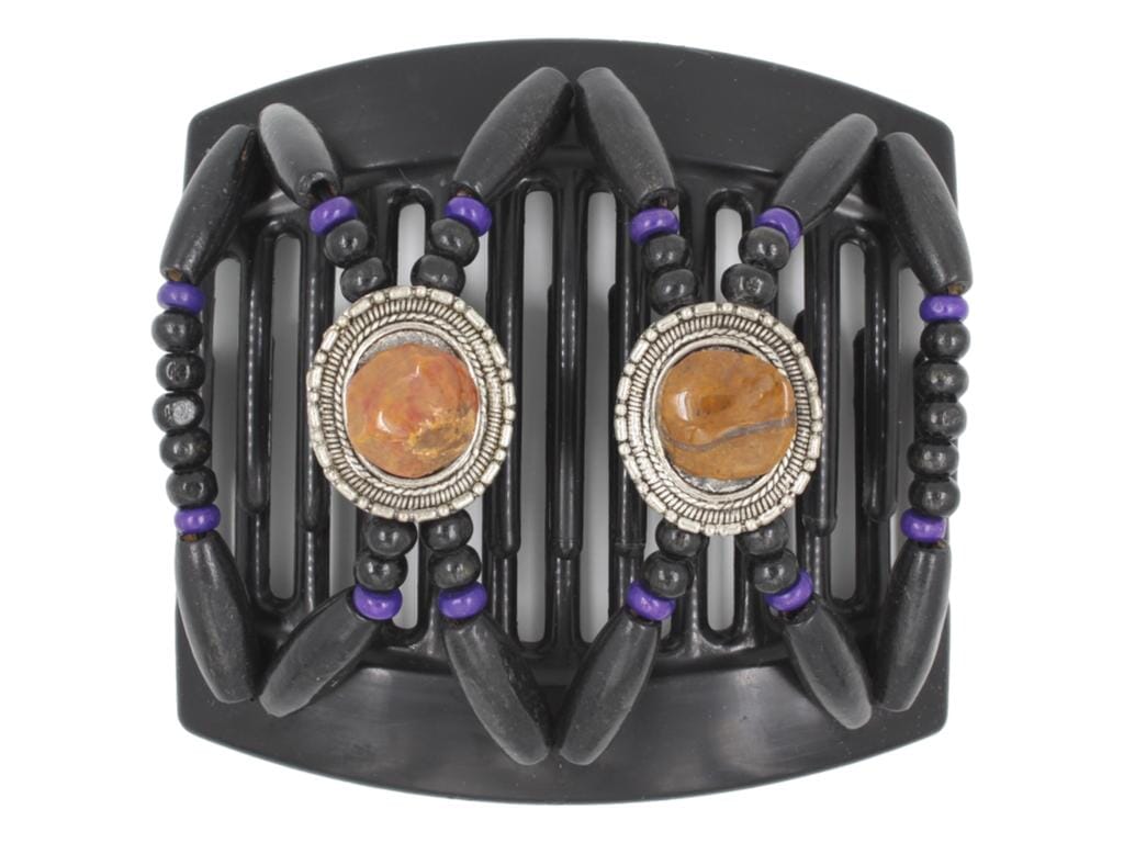 African Butterfly Thick Hair Comb - Gemstone Black 77