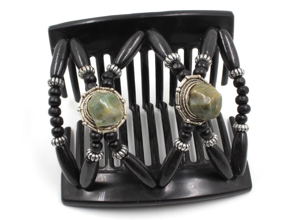 African Butterfly Thick Hair Comb - Gemstone Black 84