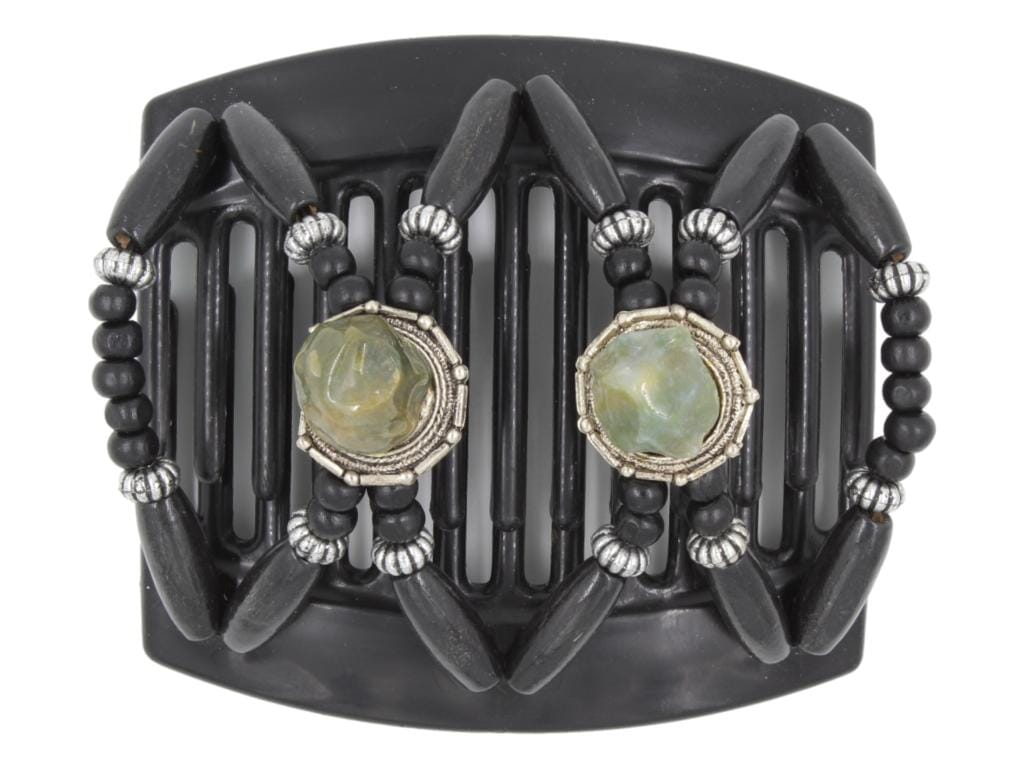 African Butterfly Thick Hair Comb - Gemstone Black 84