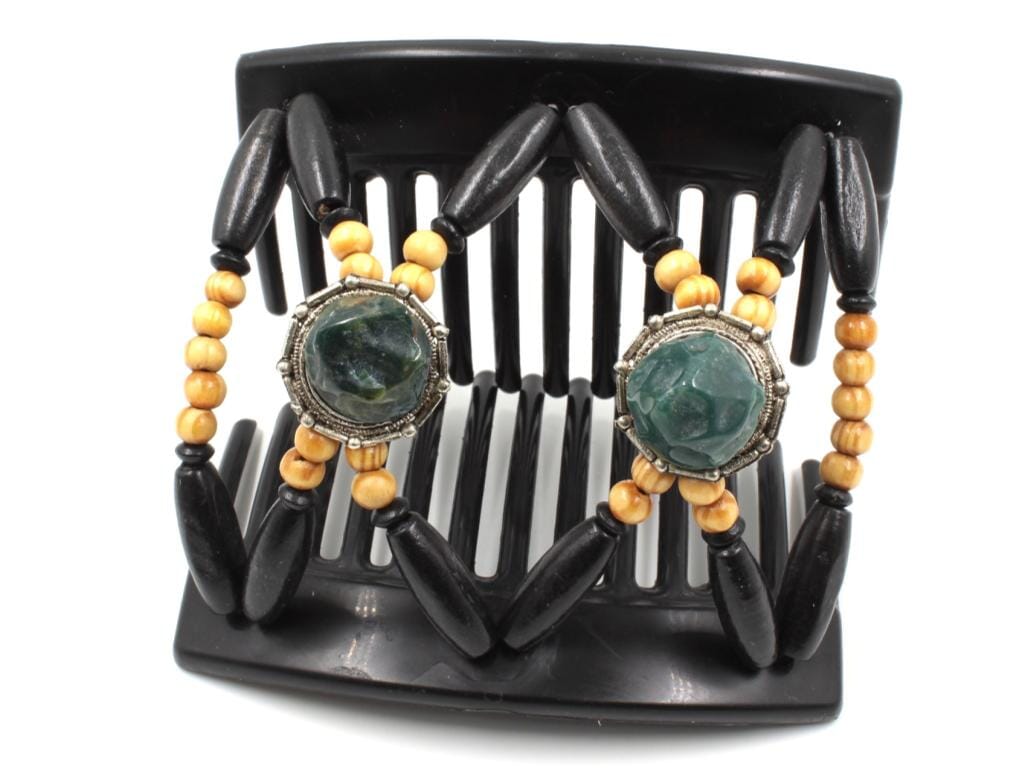 African Butterfly Thick Hair Comb - Gemstone Black 86