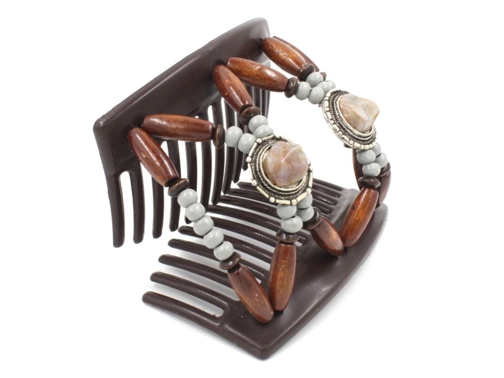African Butterfly Thick Hair Comb - Gemstone Brown 68