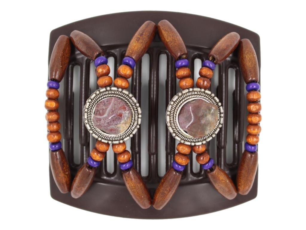 African Butterfly Thick Hair Comb - Gemstone Brown 82