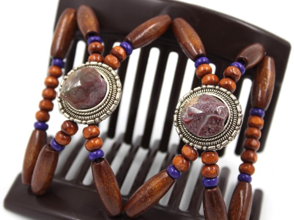 African Butterfly Thick Hair Comb - Gemstone Brown 82