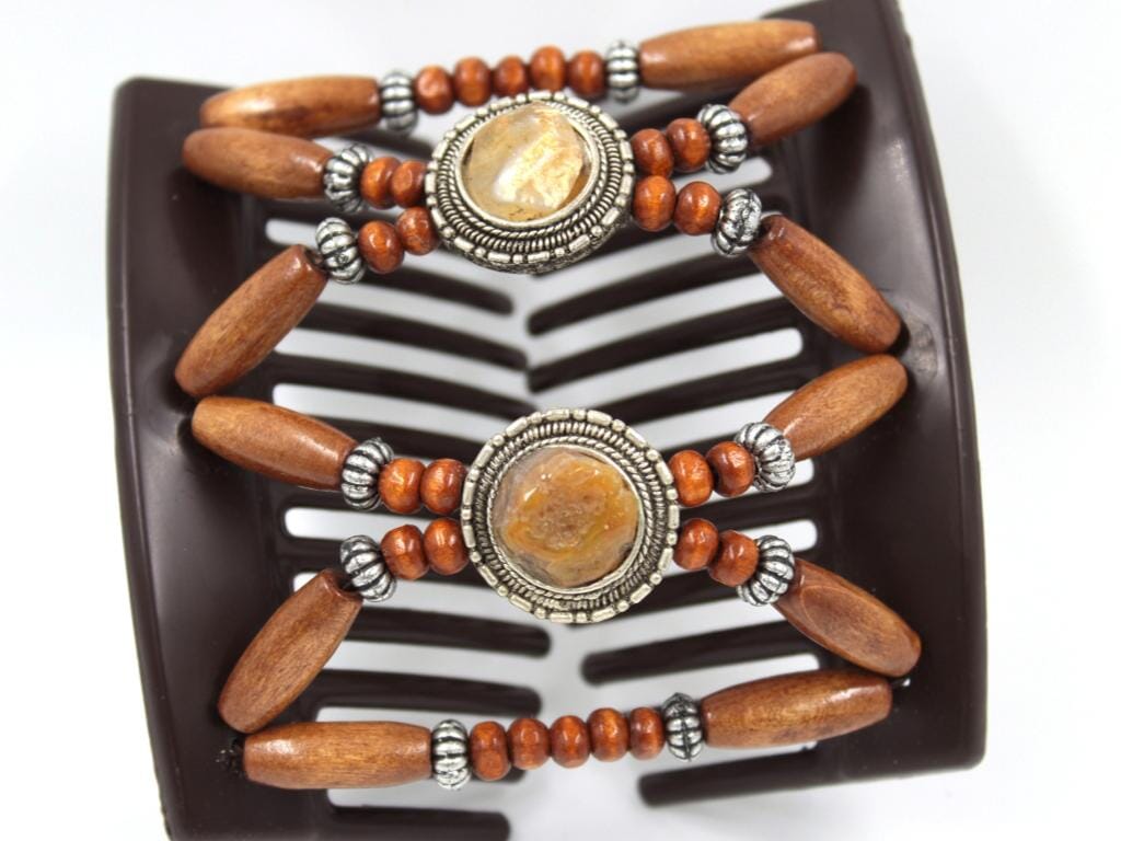 African Butterfly Thick Hair Comb - Gemstone Brown 83