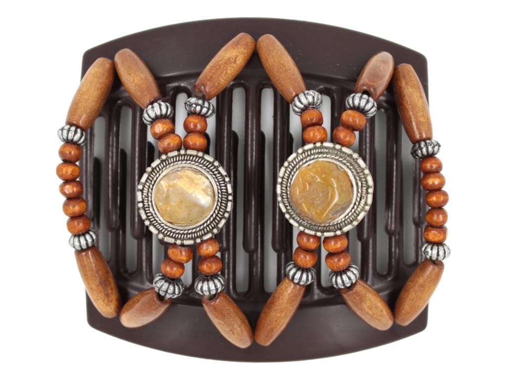 African Butterfly Thick Hair Comb - Gemstone Brown 83