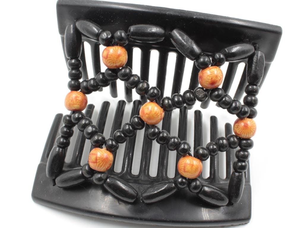 African Butterfly Thick Hair Comb - Ndebele Black 83