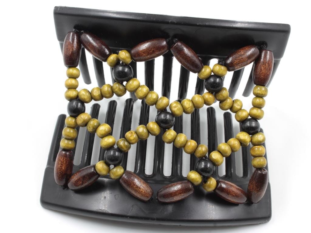 African Butterfly Thick Hair Comb - Ndebele Black 84