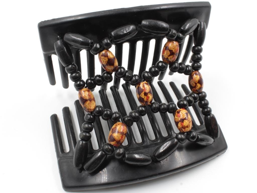 African Butterfly Thick Hair Comb - Ndebele Black 85