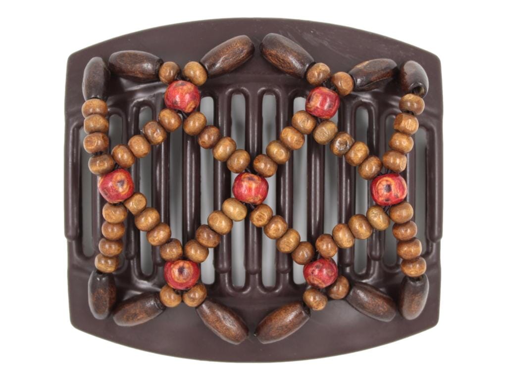 African Butterfly Thick Hair Comb - Ndebele Brown 173