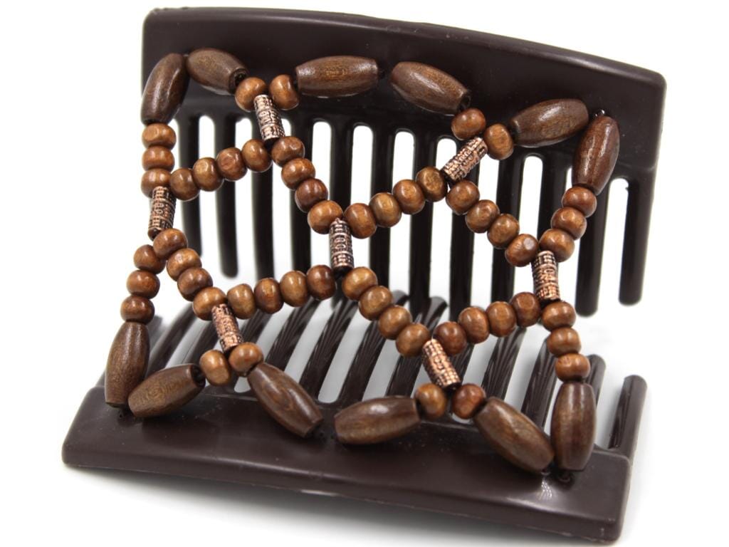 African Butterfly Thick Hair Comb - Ndebele Brown 177