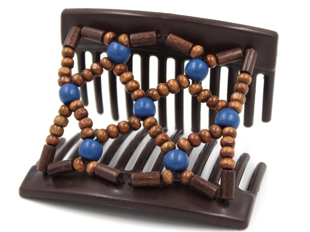 African Butterfly Thick Hair Comb - Ndebele Brown 180