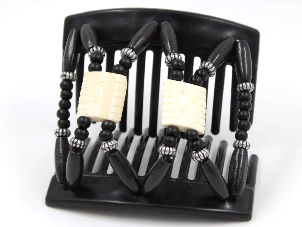 African Butterfly Thick Hair Comb - Stones & Bones Black 130