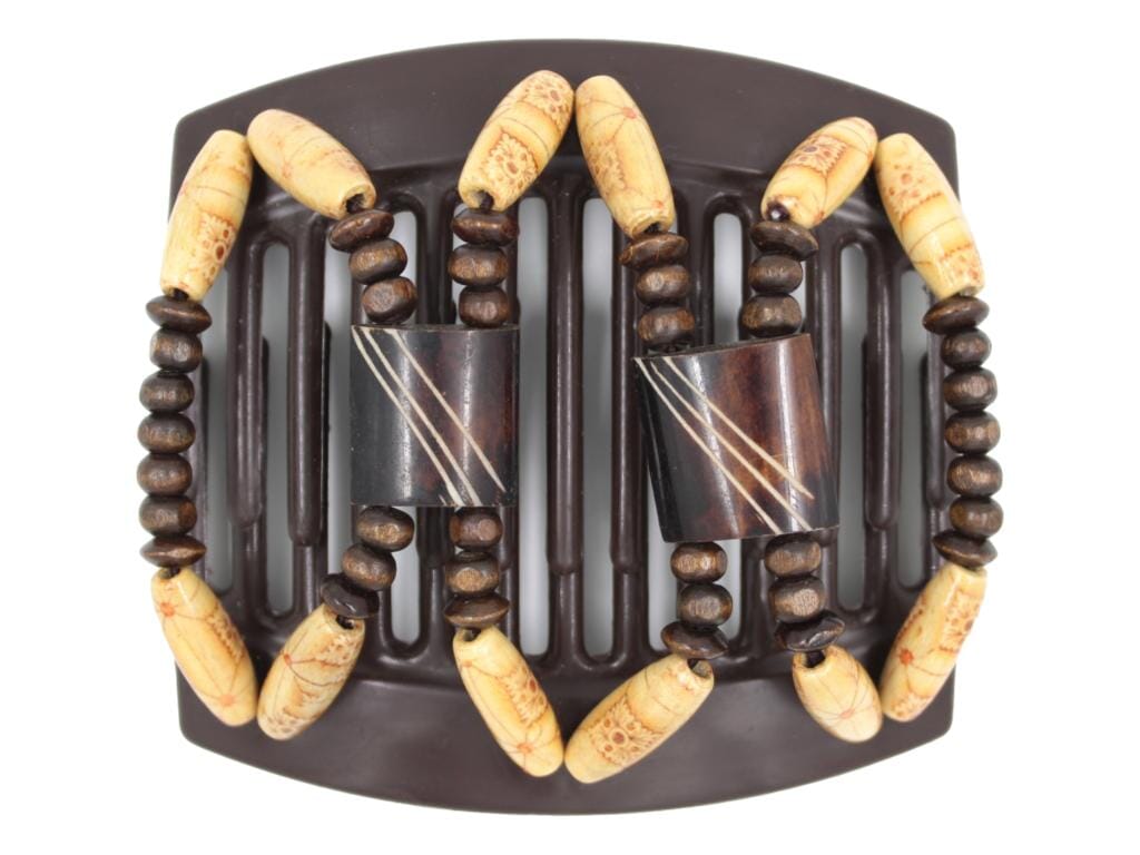 African Butterfly Thick Hair Comb - Stones & Bones Brown 122