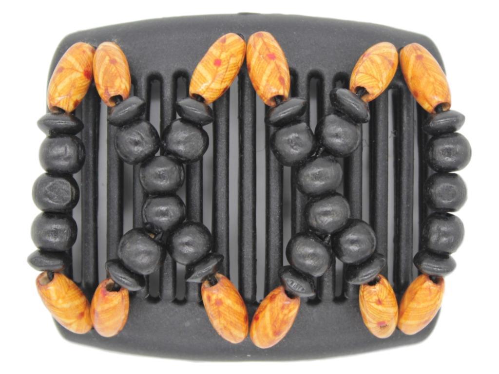 African Butterfly Chameleon Hair Comb - Beada Black 18