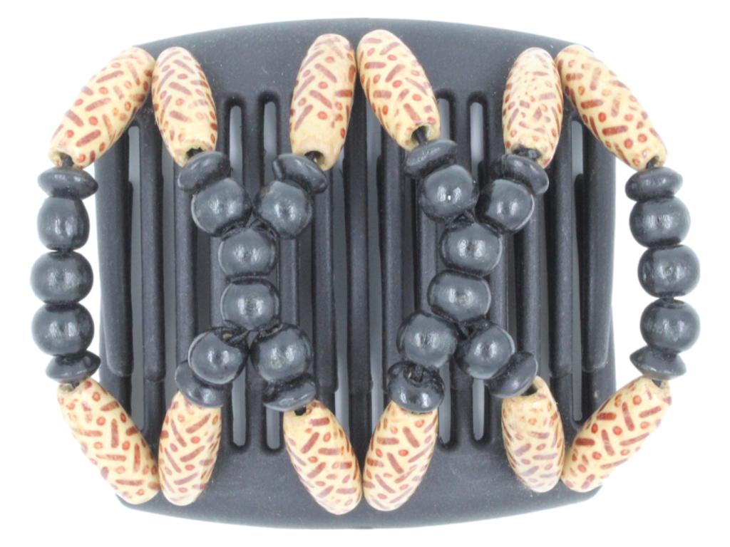 African Butterfly Chameleon Hair Comb - Beada Black 30