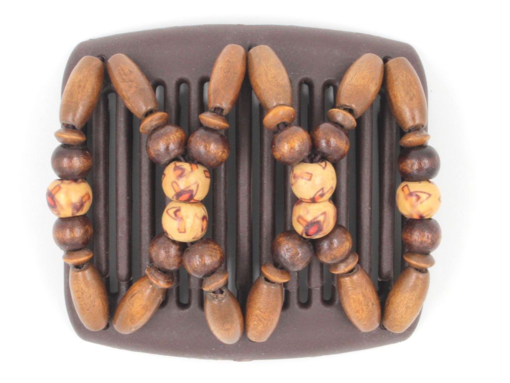 African Butterfly Chameleon Hair Comb - Beada Brown 25