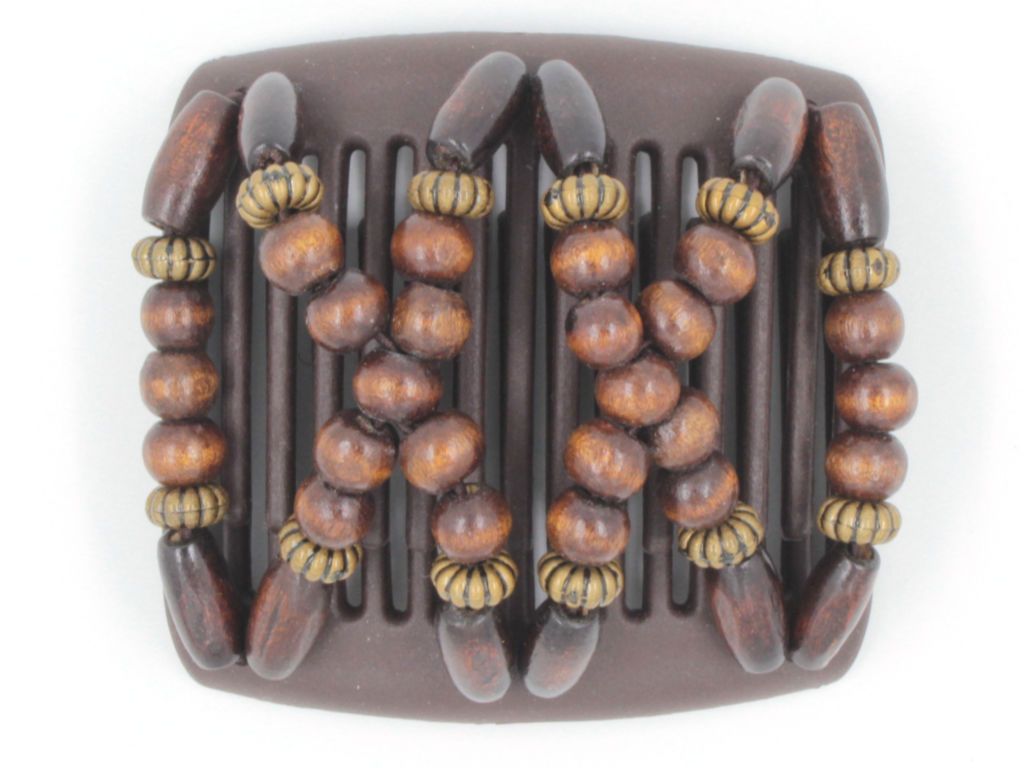 African Butterfly Chameleon Hair Comb - Beada Brown 26