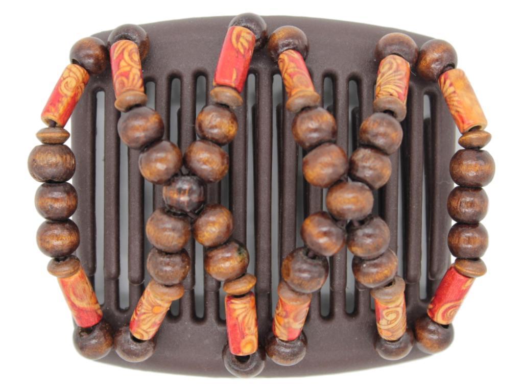 African Butterfly Chameleon Hair Comb - Beada Brown 29