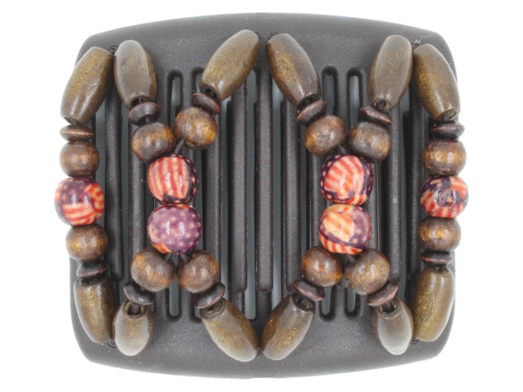 African Butterfly Chameleon Hair Comb - Beada Brown 43