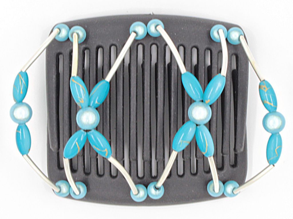 African Butterfly Chameleon Hair Comb - Beada Tube Black 15
