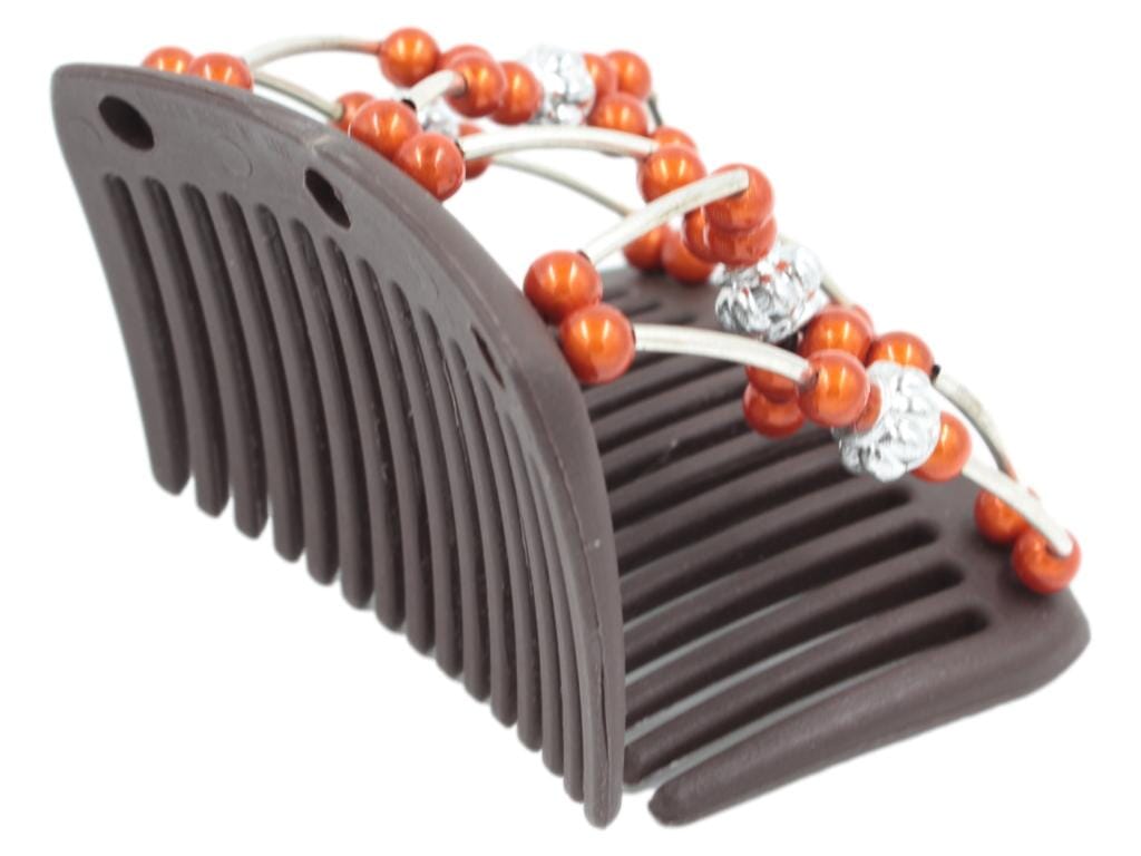 African Butterfly Chameleon Hair Comb - Beada Tube Brown 24