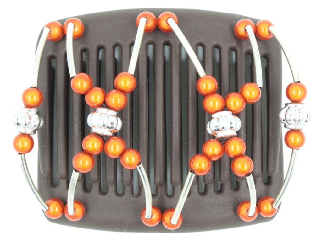 African Butterfly Chameleon Hair Comb - Beada Tube Brown 24