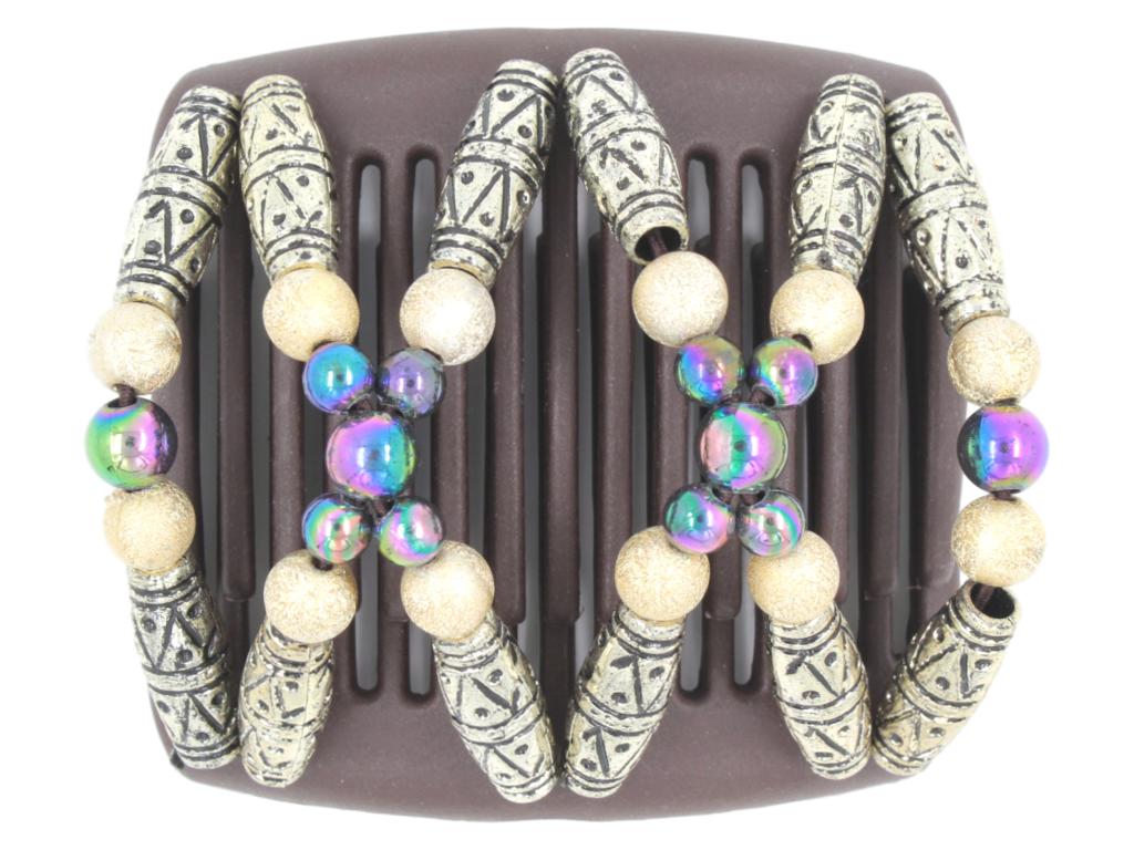 African Butterfly Chameleon Hair Comb - Dalena Brown 25