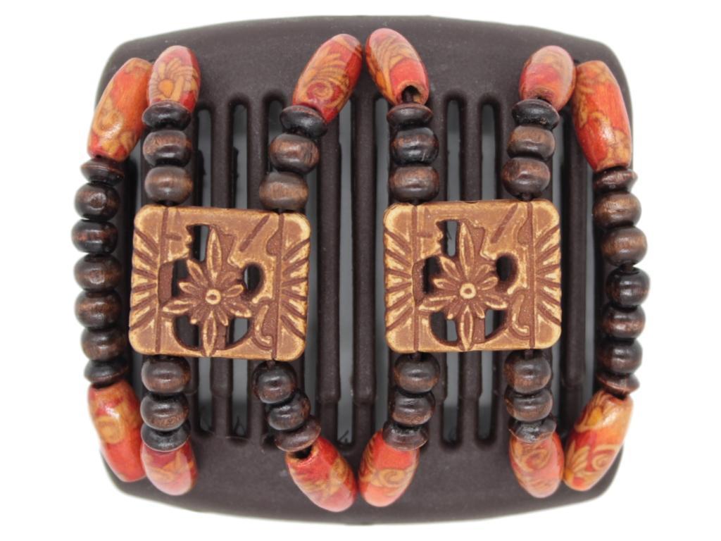 African Butterfly Chameleon Hair Comb - Dupla Brown 28
