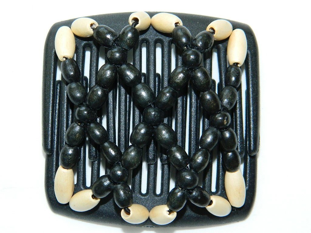 African Butterfly Chameleon Hair Comb - Ndebele Black 15