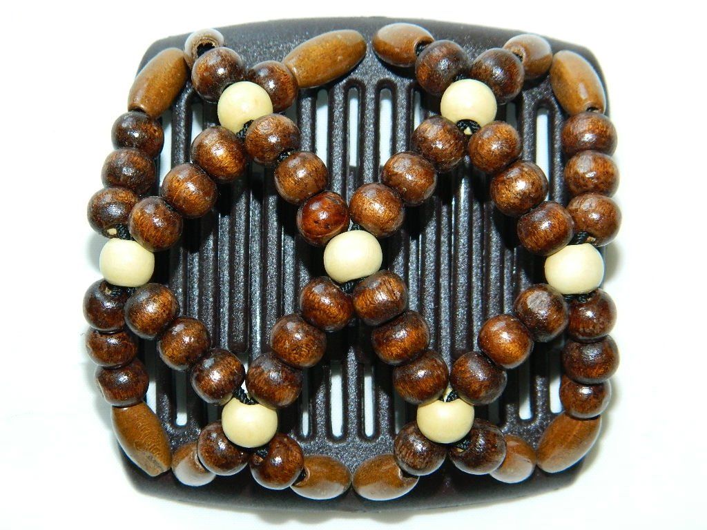 African Butterfly Chameleon Hair Comb - Ndebele Brown 04