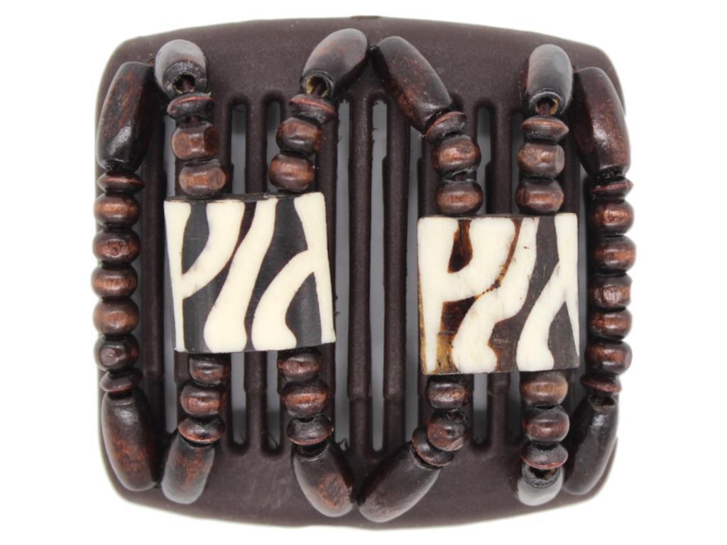 African Butterfly Chameleon Hair Comb - Stones & Bones Brown 26