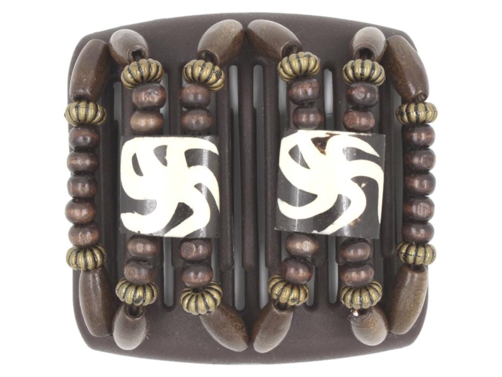 African Butterfly Chameleon Hair Comb - Stones & Bones Brown 34