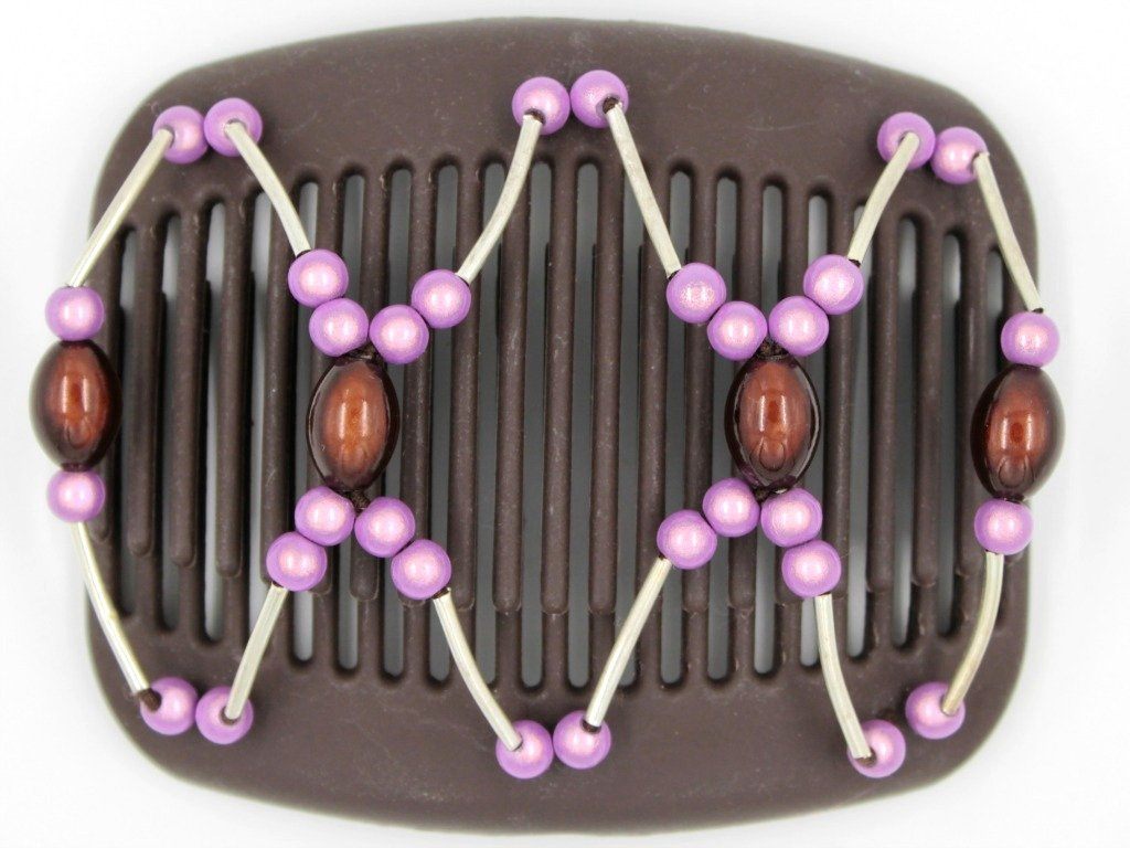 African Butterfly Hair Comb - Beada Tube Brown 01