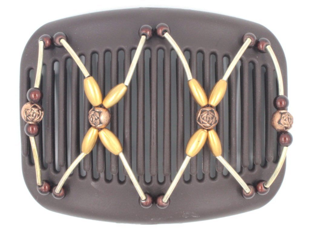African Butterfly Hair Comb - Beada Tube Brown 45
