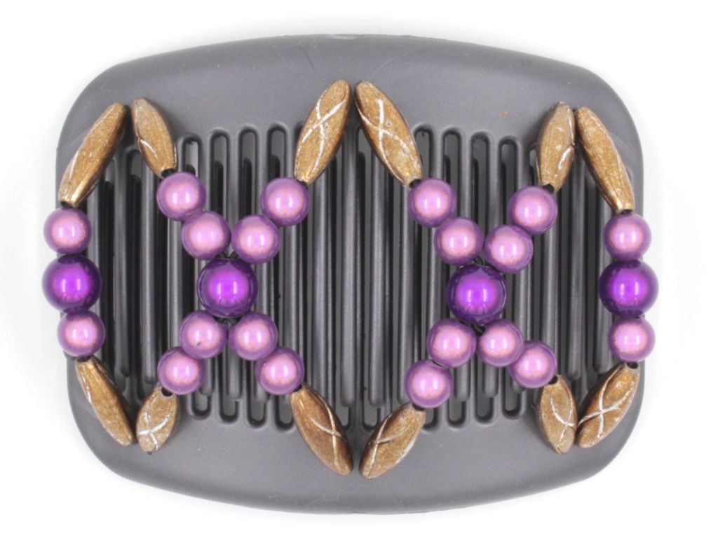 African Butterfly Hair Comb - Dalena Black Pearl 08