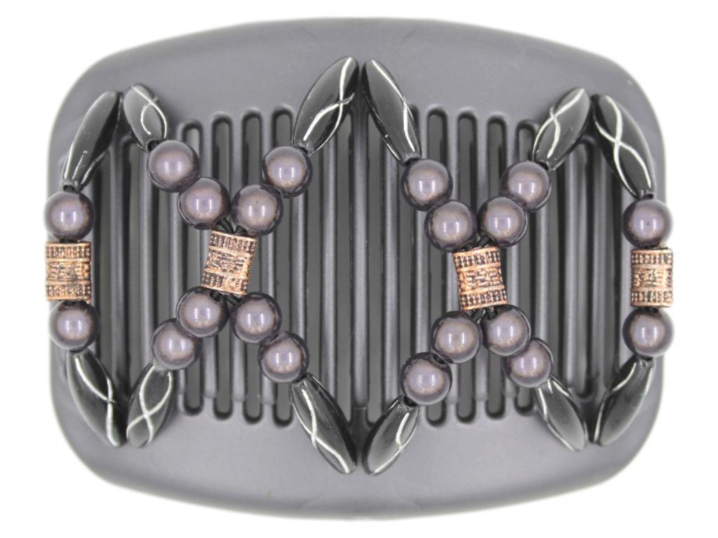 African Butterfly Hair Comb - Dalena Black Pearl 18