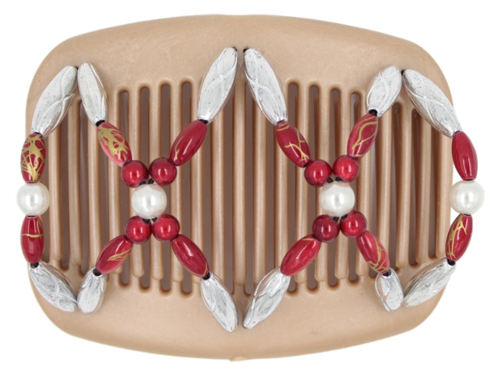 African Butterfly Hair Comb - Dalena Brown Pearl 22