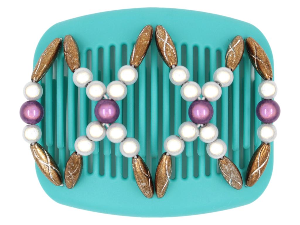 African Butterfly Hair Comb - Dalena Turquoise 02