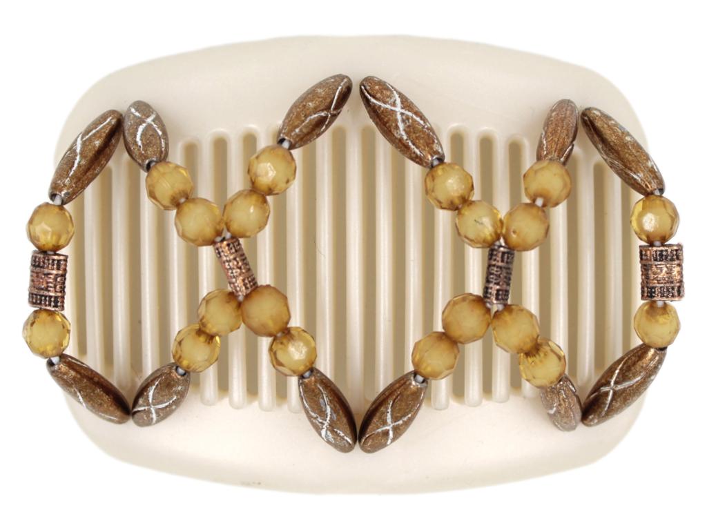 African Butterfly Hair Comb - Dalena White Pearl 10