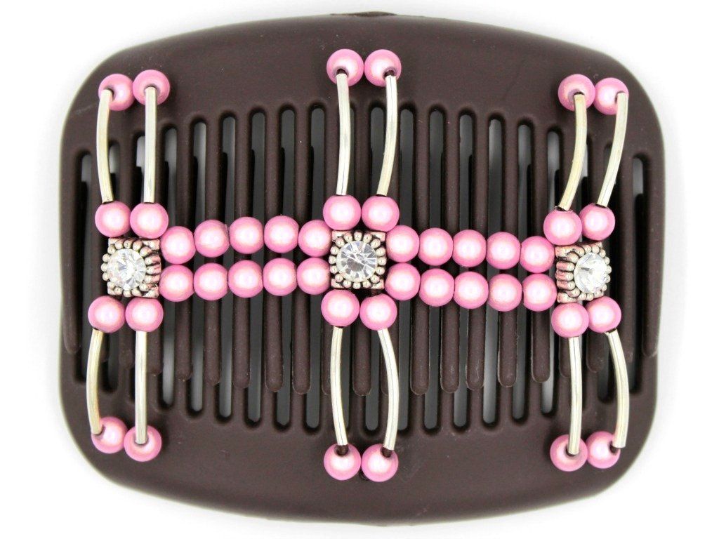 African Butterfly Hair Comb - Flowers Brown 31
