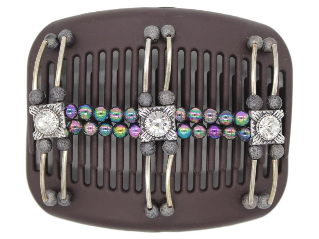 African Butterfly Hair Comb - Flowers Brown 39